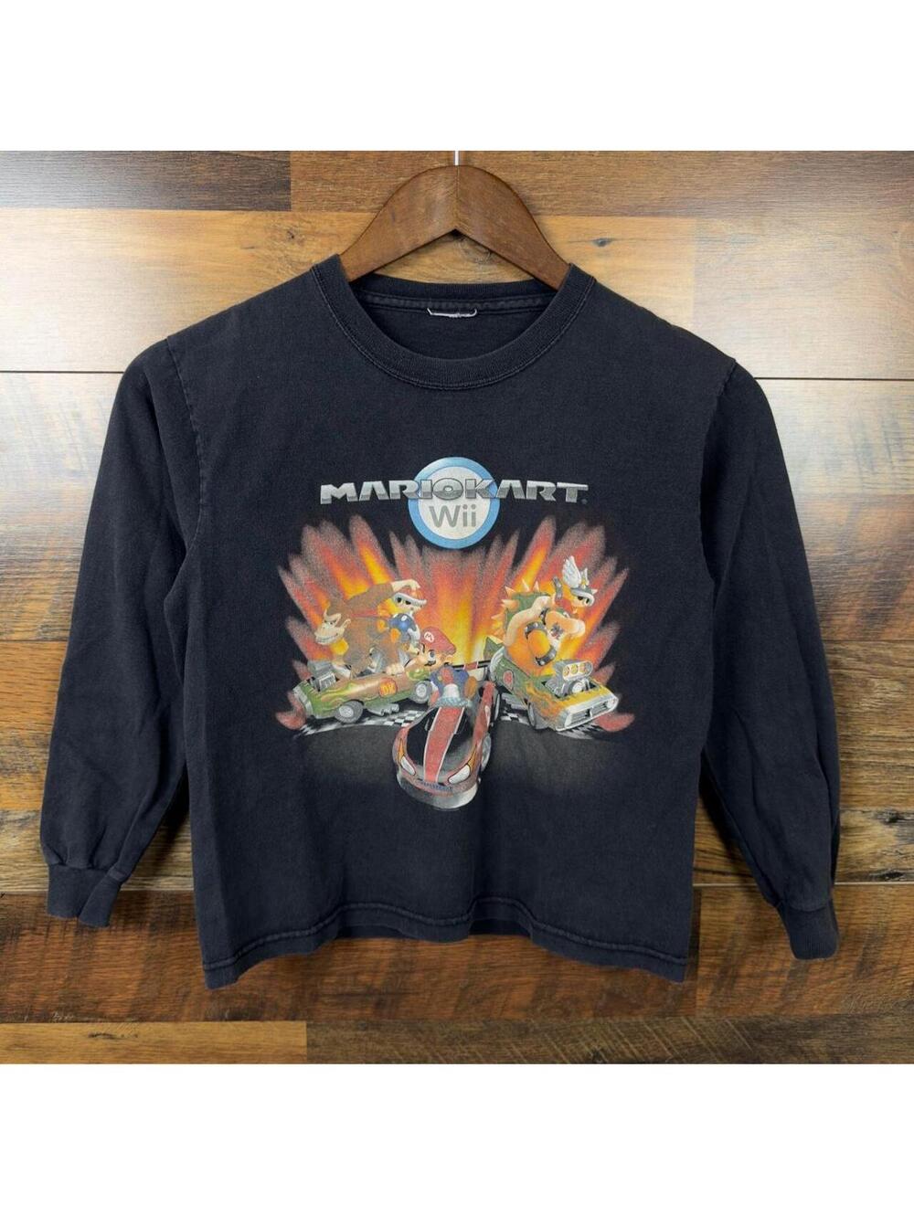 Y2K Mario Kart Wii Nintendo Youth Long Sleeve Shirt Mario Donkey Kong Bowser
